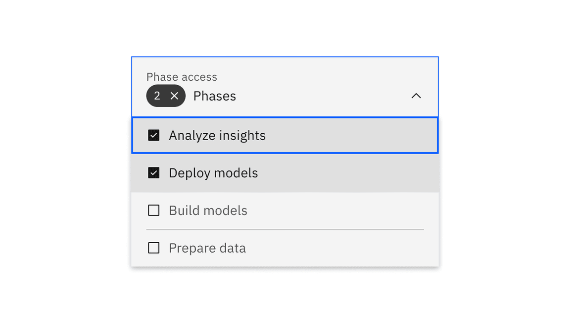 Fluid multiselect dropdown selected state.